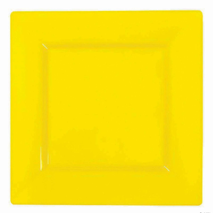 Party Plates * | Wholesale Kaya Collection 9.5 Yellow Square Plastic Dinner Plates (120 Plates)