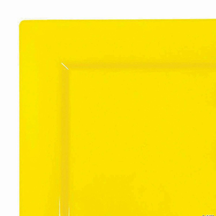 Party Plates * | Wholesale Kaya Collection 9.5 Yellow Square Plastic Dinner Plates (120 Plates)