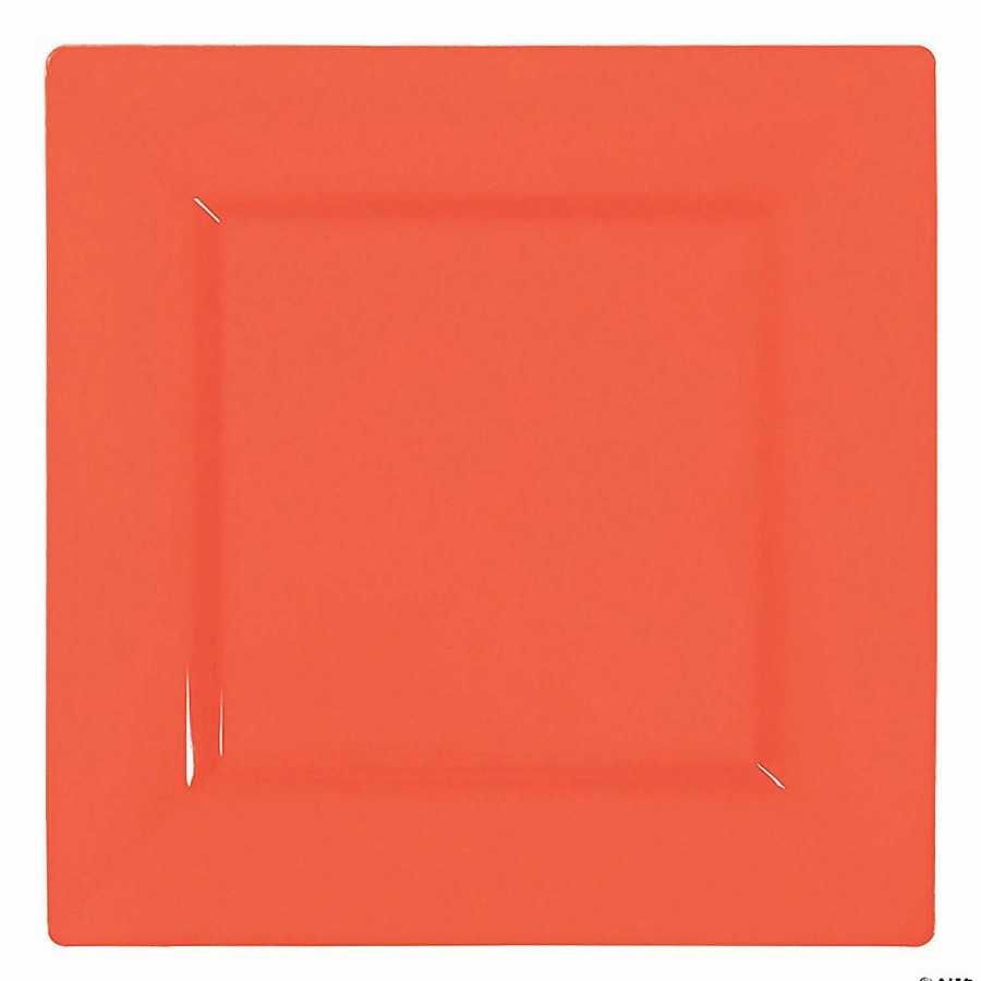 Party Plates * | Flash Sale 6.5 Tropical Coral Square Plastic Cake Plates (80 Plates)