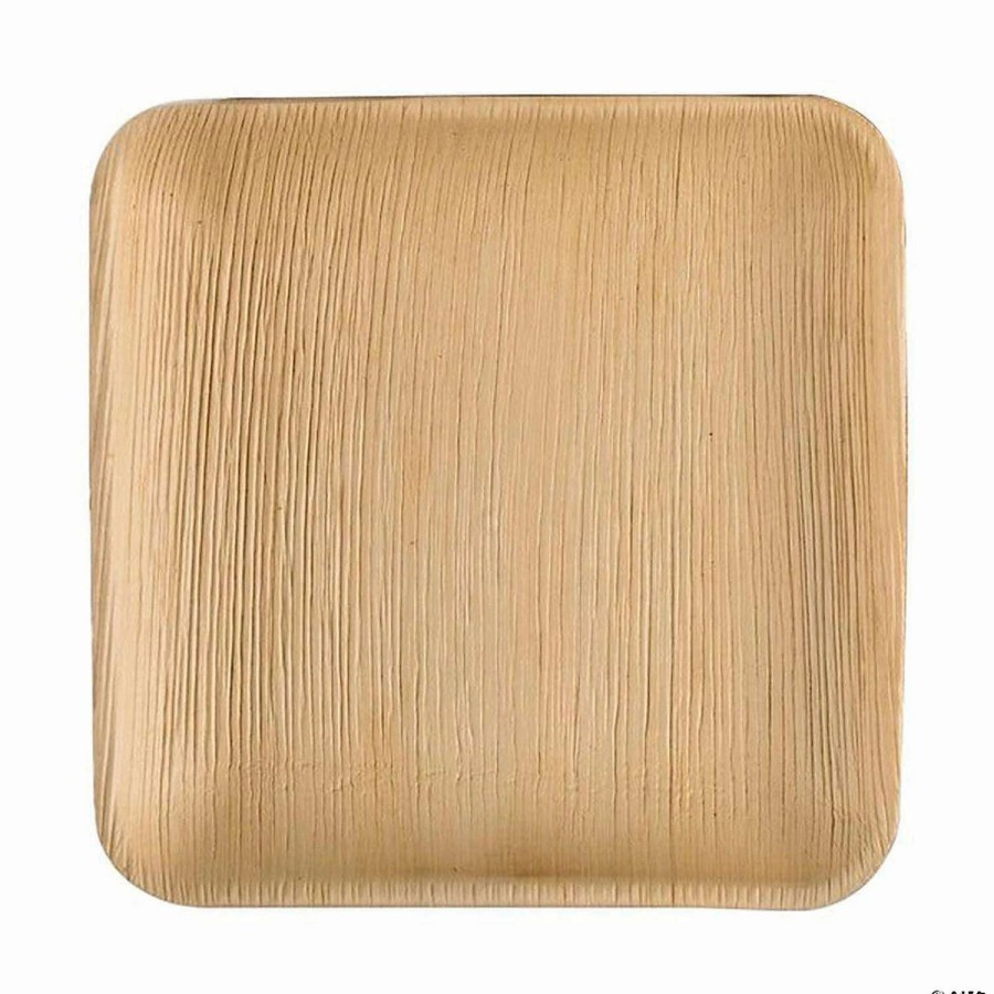 Party Plates * | Promo Kaya Collection 8 Square Palm Leaf Eco Friendly Disposable Buffet Plates (100 Plates)