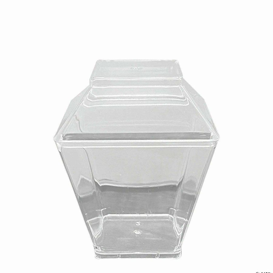 Serveware * | Best Sale Premium 3.5 Oz. Clear Square Disposable Plastic Mini Cups With Lids (288 Cups)