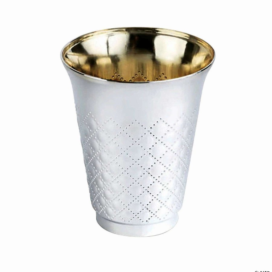 Drinkware * | Cheapest 5 Oz. Shiny Metallic Aluminum Silver Round Plastic Kiddush Cups (70 Cups)