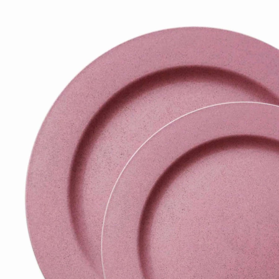 Party Plates * | Brand New Matte Fuchsia Round Disposable Plastic Dinnerware Value Set (40 Dinner Plates + 40 Salad Plates)