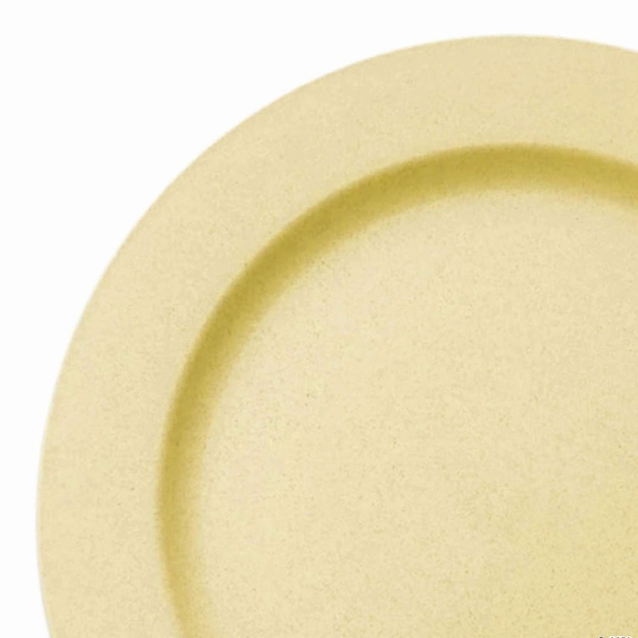 Party Plates * | Budget 10 Matte Bright Yellow Round Disposable Plastic Dinner Plates (40 Plates)