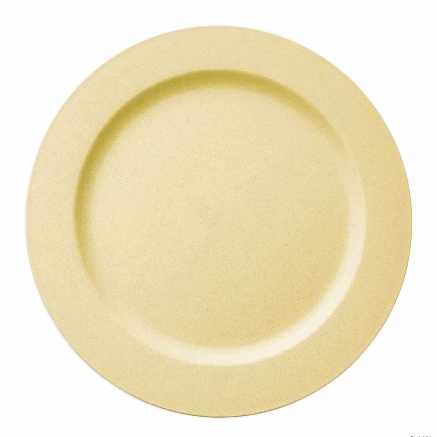 Party Plates * | Budget 10 Matte Bright Yellow Round Disposable Plastic Dinner Plates (40 Plates)