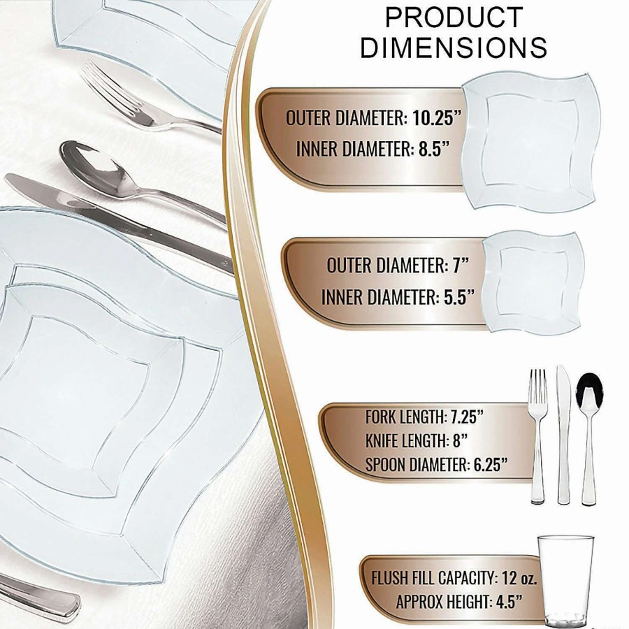 Bowls * | Cheap Clear Wave Plastic Dinnerware Value Set (20 Settings)