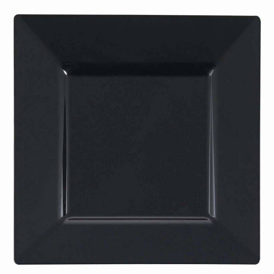 Party Plates * | Budget 4.5 Black Square Plastic Pastry Plates (140 Plates)