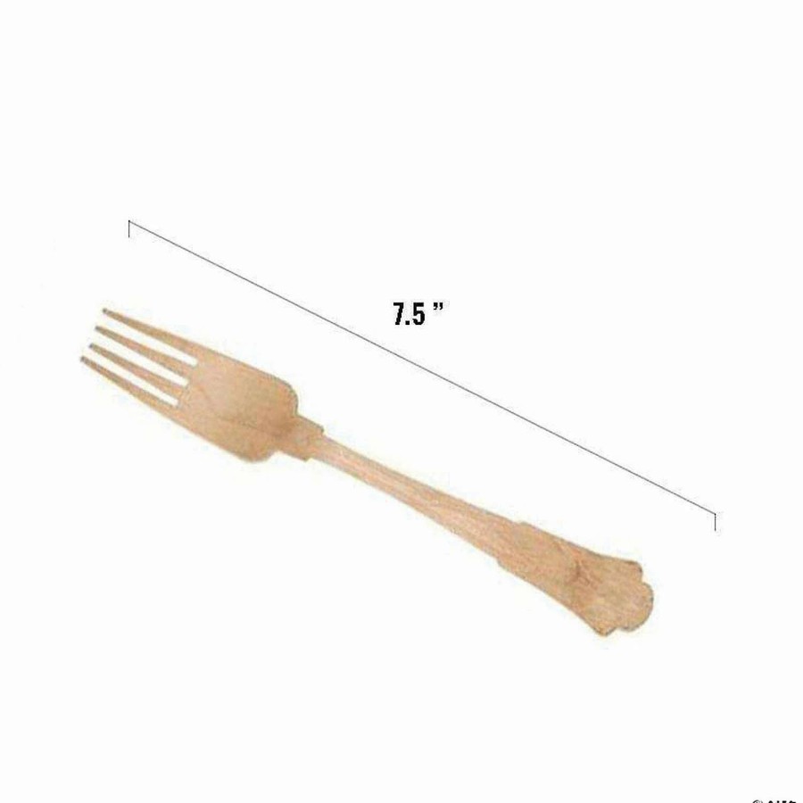 Cutlery * | Outlet Kaya Collection Silhouette Birch Wood Eco-Friendly Disposable Dinner Forks (600 Forks)