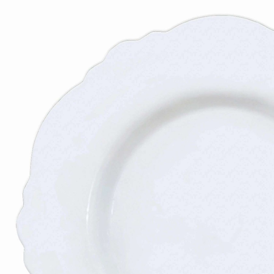 Party Plates * | Discount 7.5 Solid White Round Blossom Disposable Plastic Appetizer/Salad Plates (120 Plates)