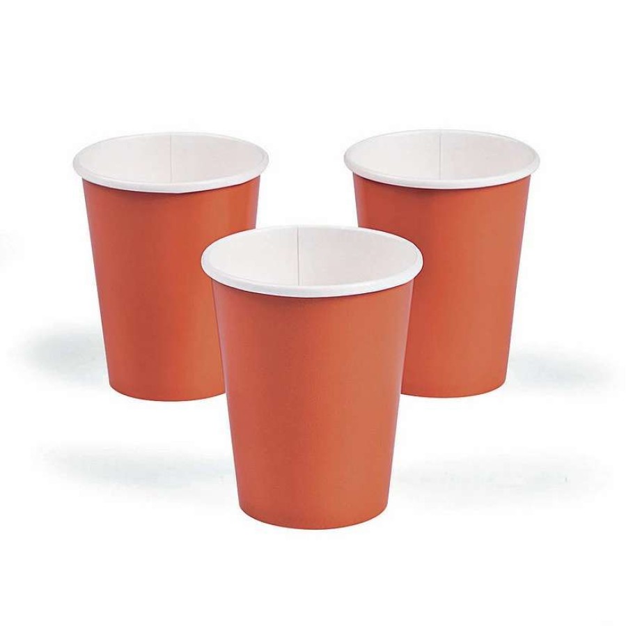 Drinkware * | Best Sale Pumpkin Orange Paper Cups 24 Ct.