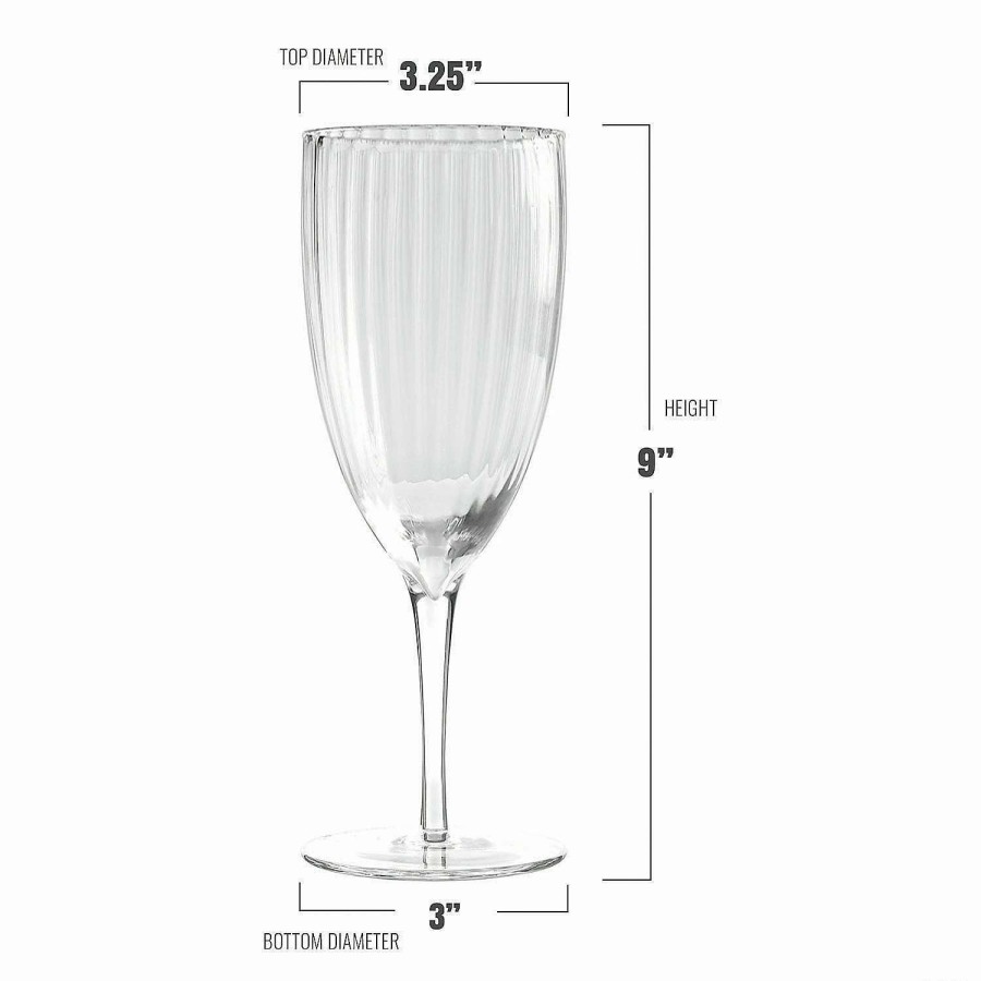 Drinkware * | Buy 12 Oz. Clear Stripe Round Disposable Plastic Wine Flutes (16 Wine Flutes)