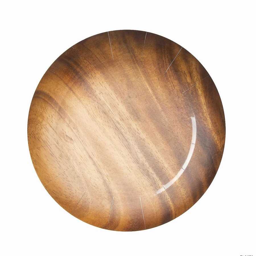 Party Plates * | Deals Faux Acacia Wood Paper Chargers 25 Ct.