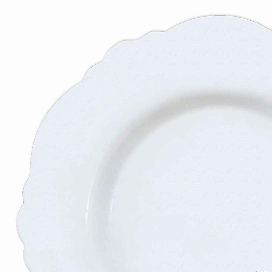 Party Plates * | Buy 10.25 Solid White Round Blossom Disposable Plastic Dinner Plates (120 Plates)