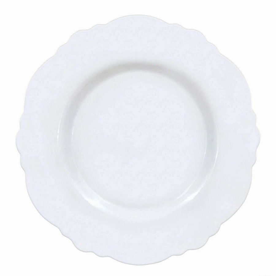 Party Plates * | Buy 10.25 Solid White Round Blossom Disposable Plastic Dinner Plates (120 Plates)