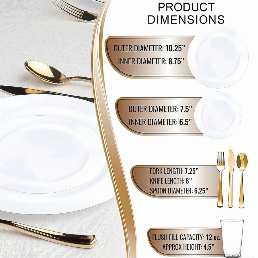 Table Covers * | Discount Solid White Economy Round Disposable Plastic Dinnerware Value Set (20 Settings)