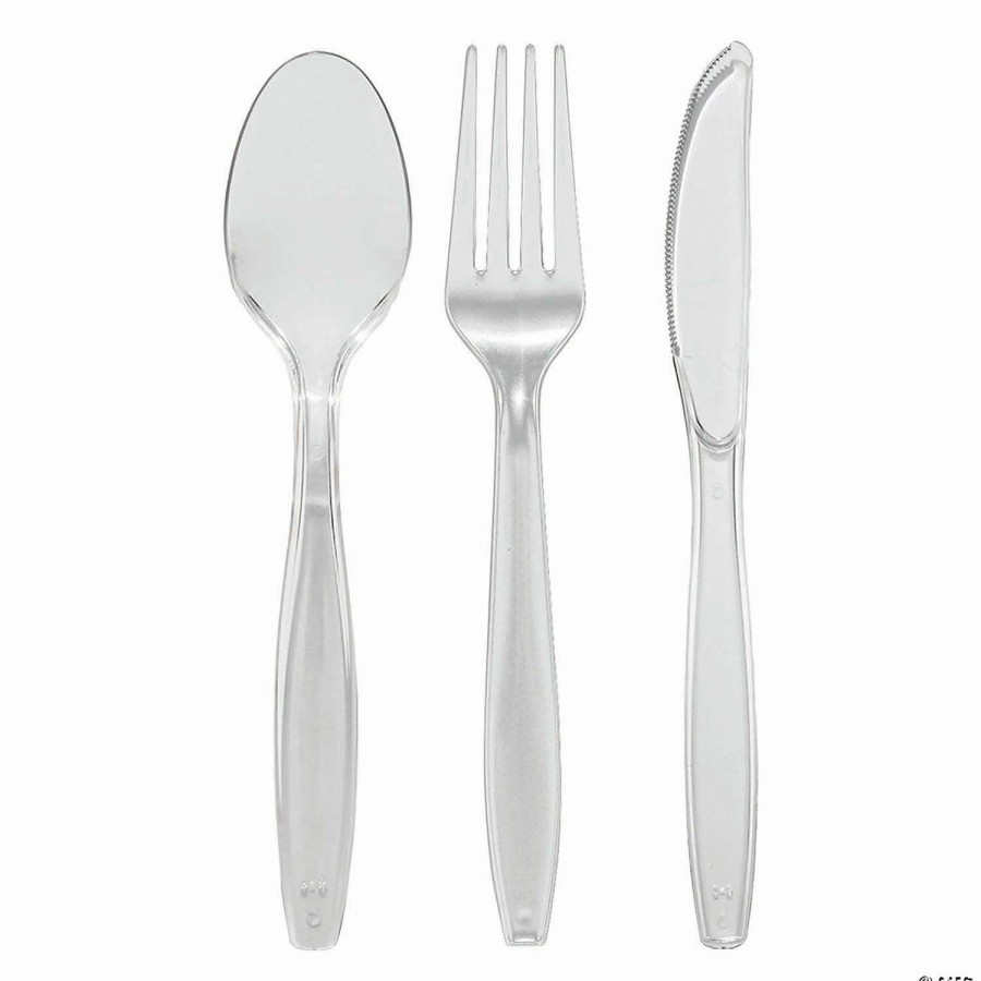 Cutlery * | Hot Sale Clear Disposable Plastic Cutlery Set Spoons, Forks And Knives (1000 Guests)