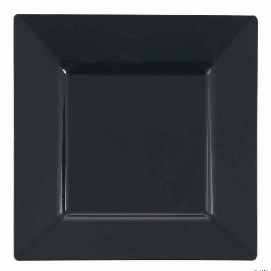 Party Plates * | Brand New Kaya Collection 9.5 Black Square Plastic Dinner Plates (120 Plates)