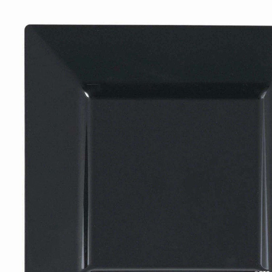 Party Plates * | Brand New Kaya Collection 9.5 Black Square Plastic Dinner Plates (120 Plates)