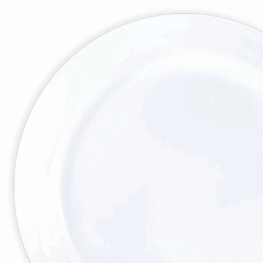 Party Plates * | Best Sale 9 Solid White Economy Round Disposable Plastic Buffet Plates (120 Plates)