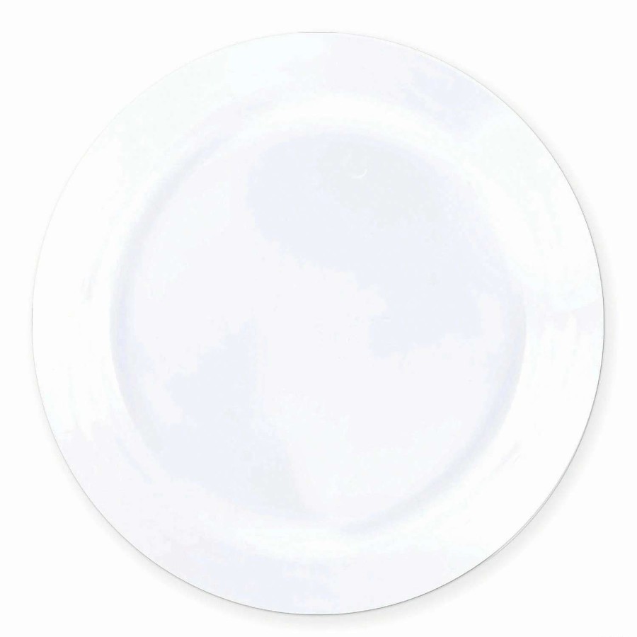 Party Plates * | Best Sale 9 Solid White Economy Round Disposable Plastic Buffet Plates (120 Plates)