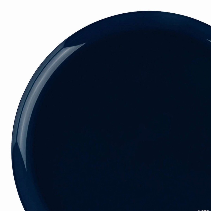 Party Plates * | New 10 Navy Flat Round Disposable Plastic Dinner Plates (40 Plates)