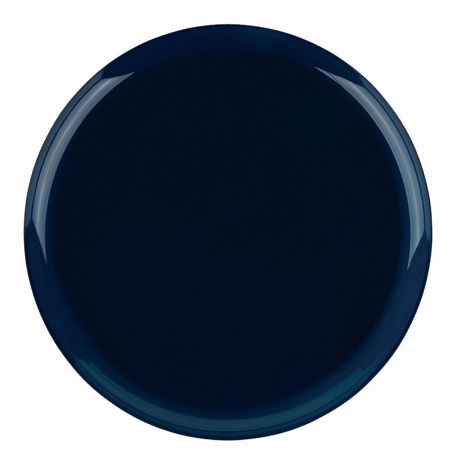 Party Plates * | New 10 Navy Flat Round Disposable Plastic Dinner Plates (40 Plates)