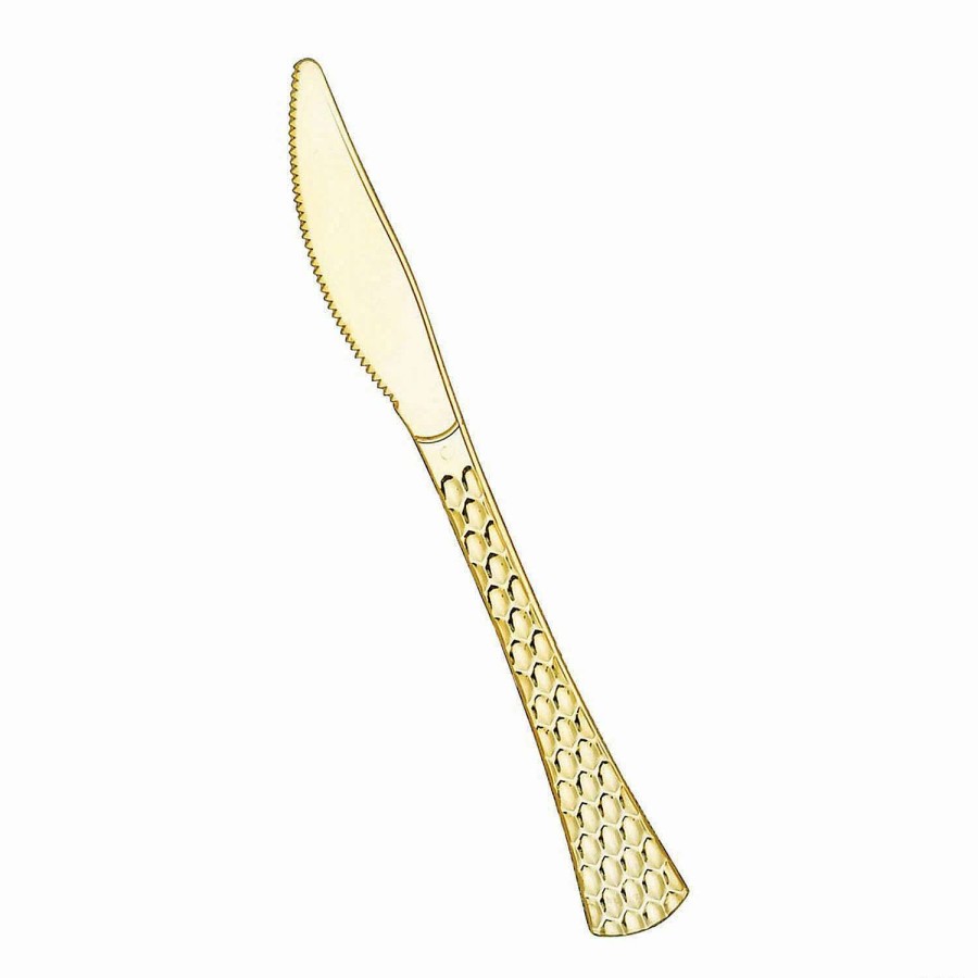 Cutlery * | Budget Shiny Gold Glamour Cutlery Disposable Plastic Knives (168 Knives)