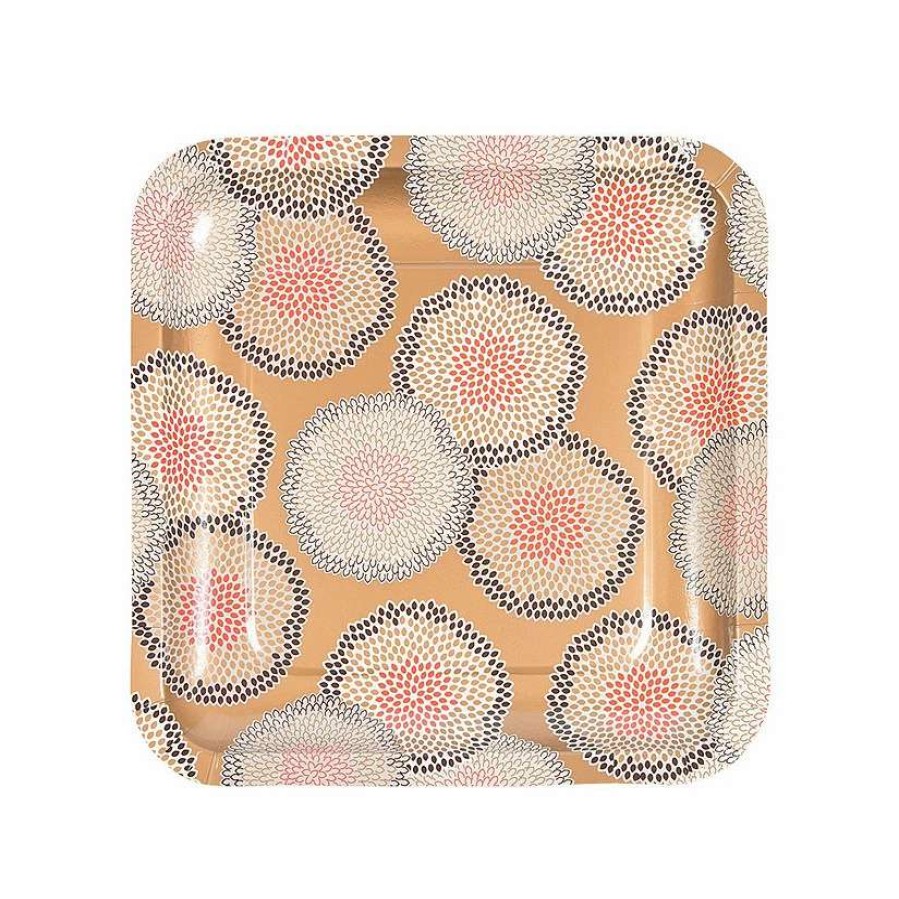 Party Plates * | Promo Gold Mum Square Paper Dinner Plates 8 Ct.