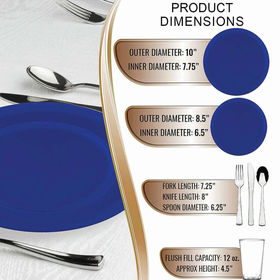 Table Covers * | Coupon Light Blue Flat Round Disposable Plastic Dinnerware Value Set (120 Settings)