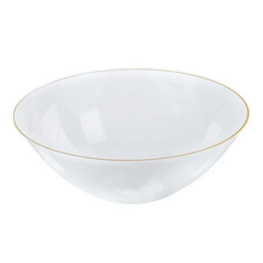 Bowls * | Best Sale 32 Oz. Clear With Gold Rim Organic Round Disposable Plastic Bowls (25 Bowls)