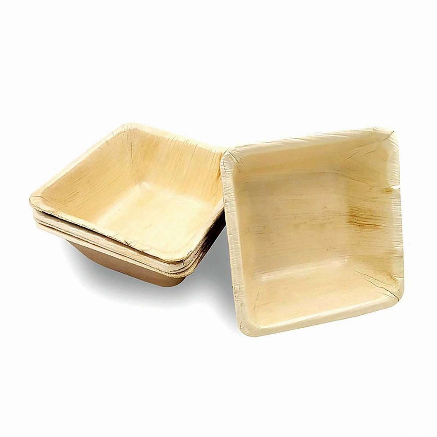 Bowls * | Deals 2.8 Square Palm Leaf Eco Friendly Mini Disposable Bowls (100 Bowls)