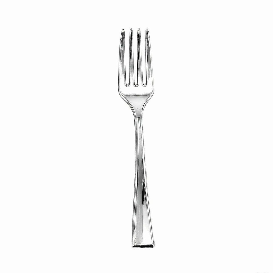 Cutlery * | Promo Shiny Metallic Silver Mini Plastic Disposable Tasting Forks (960 Forks)