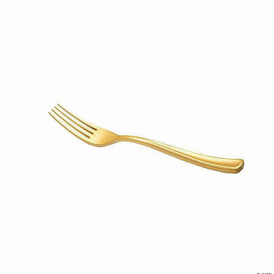 Cutlery * | Flash Sale Shiny Metallic Gold Plastic Forks (600 Forks)