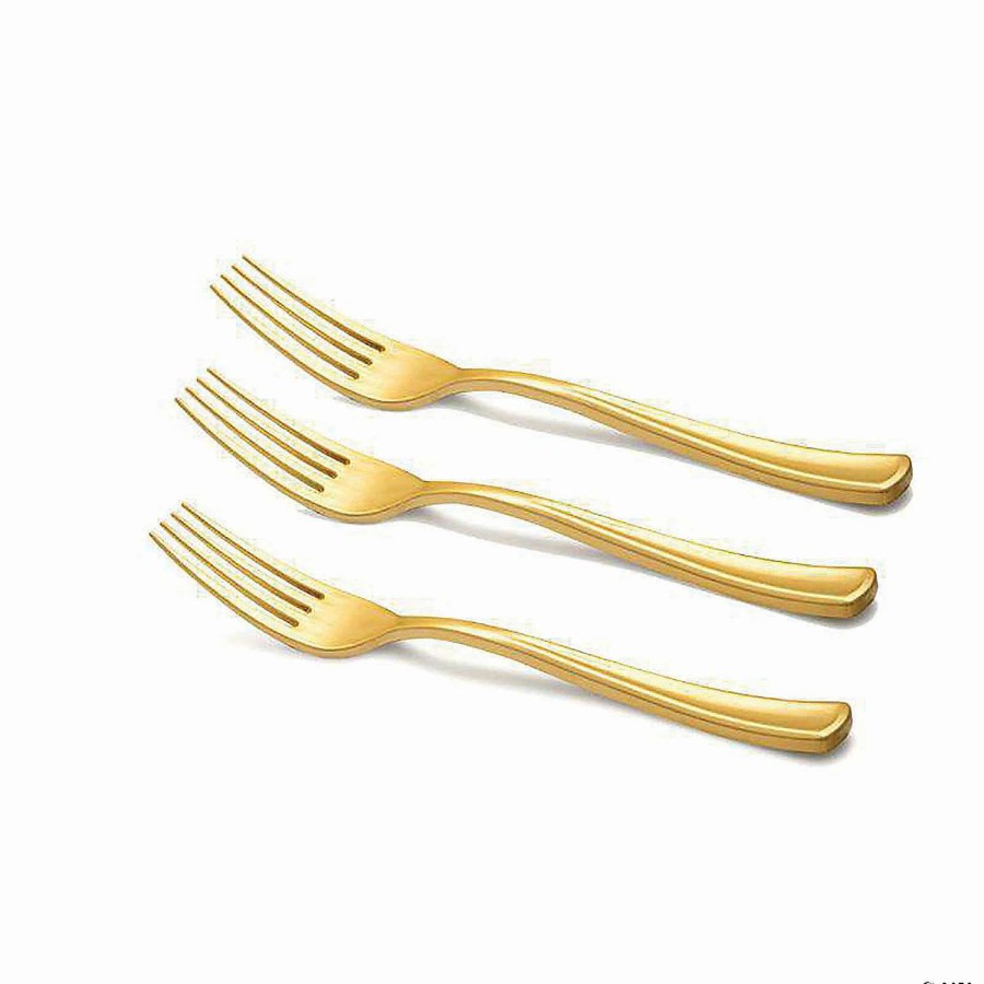 Cutlery * | Flash Sale Shiny Metallic Gold Plastic Forks (600 Forks)