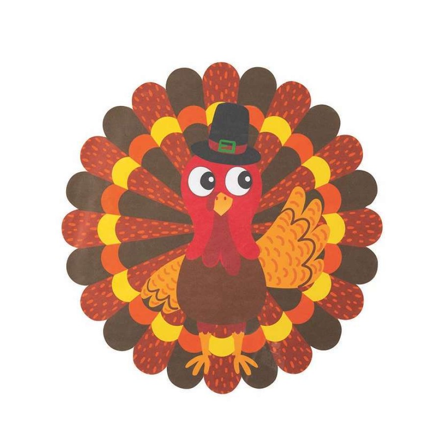 Table Covers * | Top 10 Thanksgiving Turkey Paper Placemats 50 Pc.