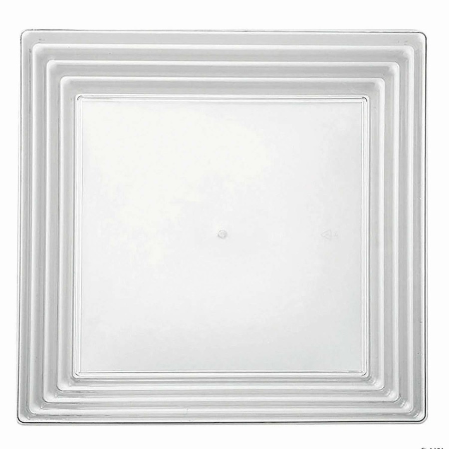 Serveware * | Brand New 12 X 12 Clear Square With Groove Rim Plastic Serving Trays (15 Trays)