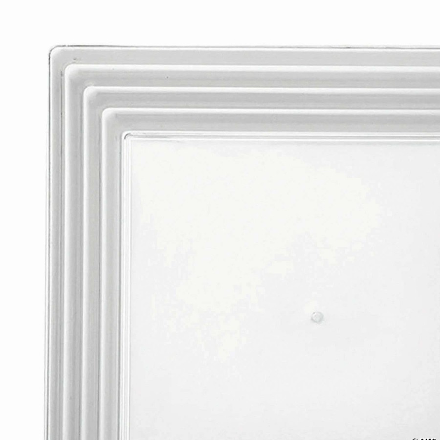 Serveware * | Brand New 12 X 12 Clear Square With Groove Rim Plastic Serving Trays (15 Trays)