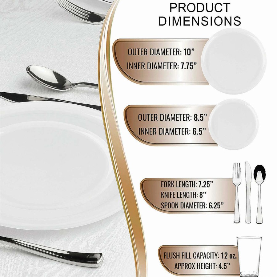 Table Covers * | New Clear Flat Round Disposable Plastic Dinnerware Value Set (60 Settings)