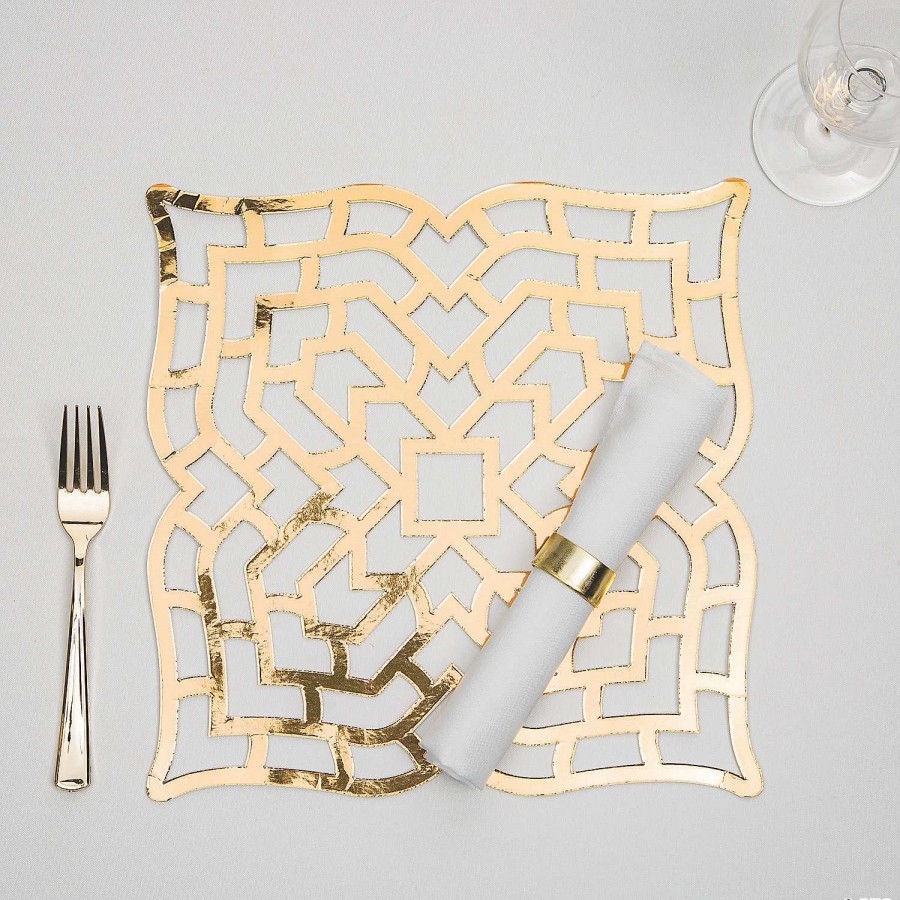 Table Covers * | Coupon Gold Foil Placemats 24 Pc.