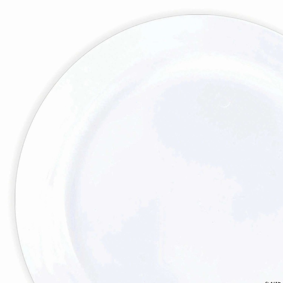 Party Plates * | Brand New 9 Solid White Economy Round Disposable Plastic Buffet Plates (60 Plates)