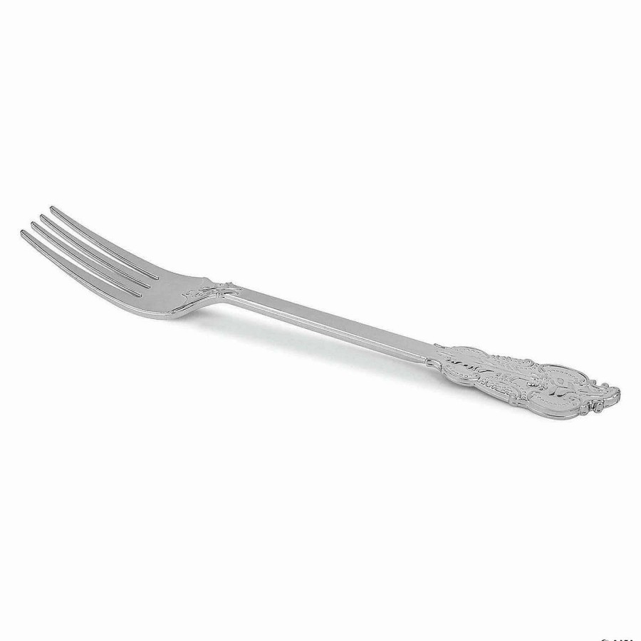 Cutlery * | Outlet Kaya Collection 7.4 Shiny Baroque Silver Plastic Forks (600 Forks)