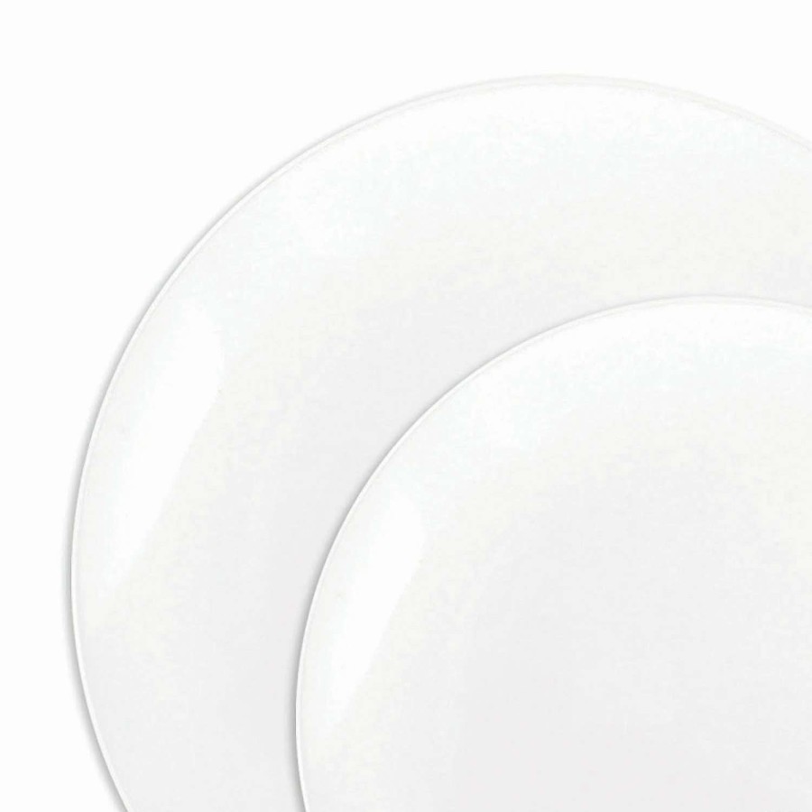 Party Plates * | New Solid White Organic Round Disposable Plastic Dinnerware Value Set (40 Dinner Plates + 40 Salad Plates)