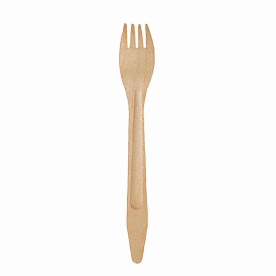 Cutlery * | Flash Sale Natural Birch Eco-Friendly Disposable Dinner Forks (250 Forks)