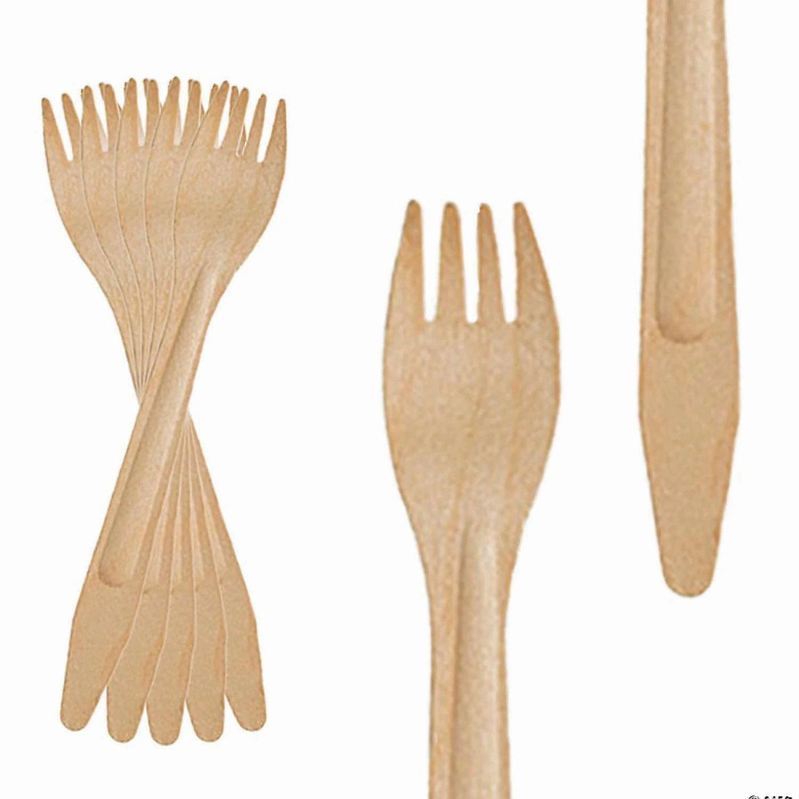 Cutlery * | Flash Sale Natural Birch Eco-Friendly Disposable Dinner Forks (250 Forks)