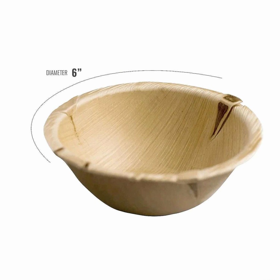 Bowls * | Cheap 6 Round Palm Leaf Eco Friendly Disposable Soup Bowls (75 Bowls)