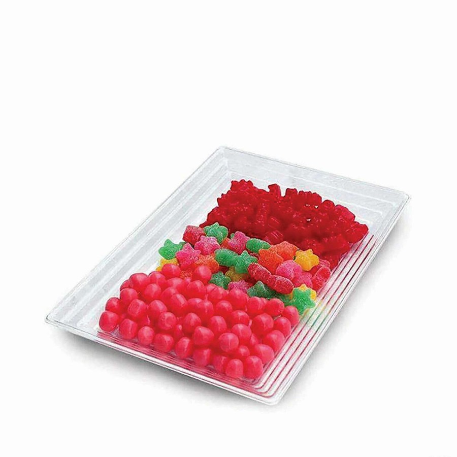 Serveware * | Hot Sale 9 X 13 Clear Rectangular With Groove Rim Plastic Serving Trays (15 Trays)