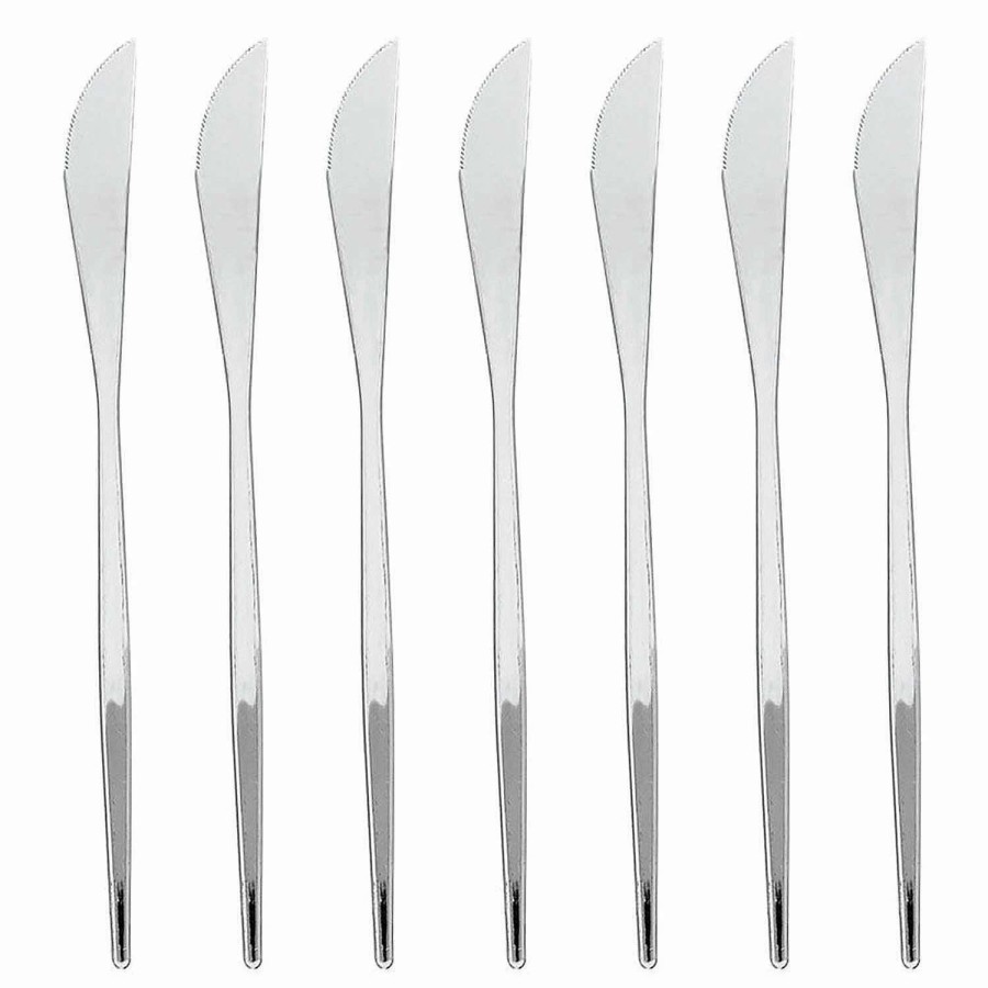 Cutlery * | Buy Kaya Collection Shiny Silver Moderno Disposable Plastic Dinner Knives (300 Knives)