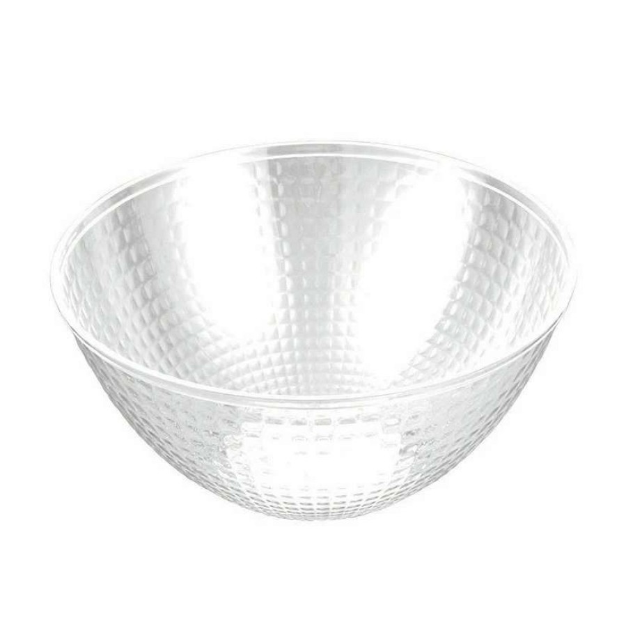 Serveware * | Budget Premium 96 Oz. White Diamond Design Round Disposable Plastic Bowls (24 Bowls)