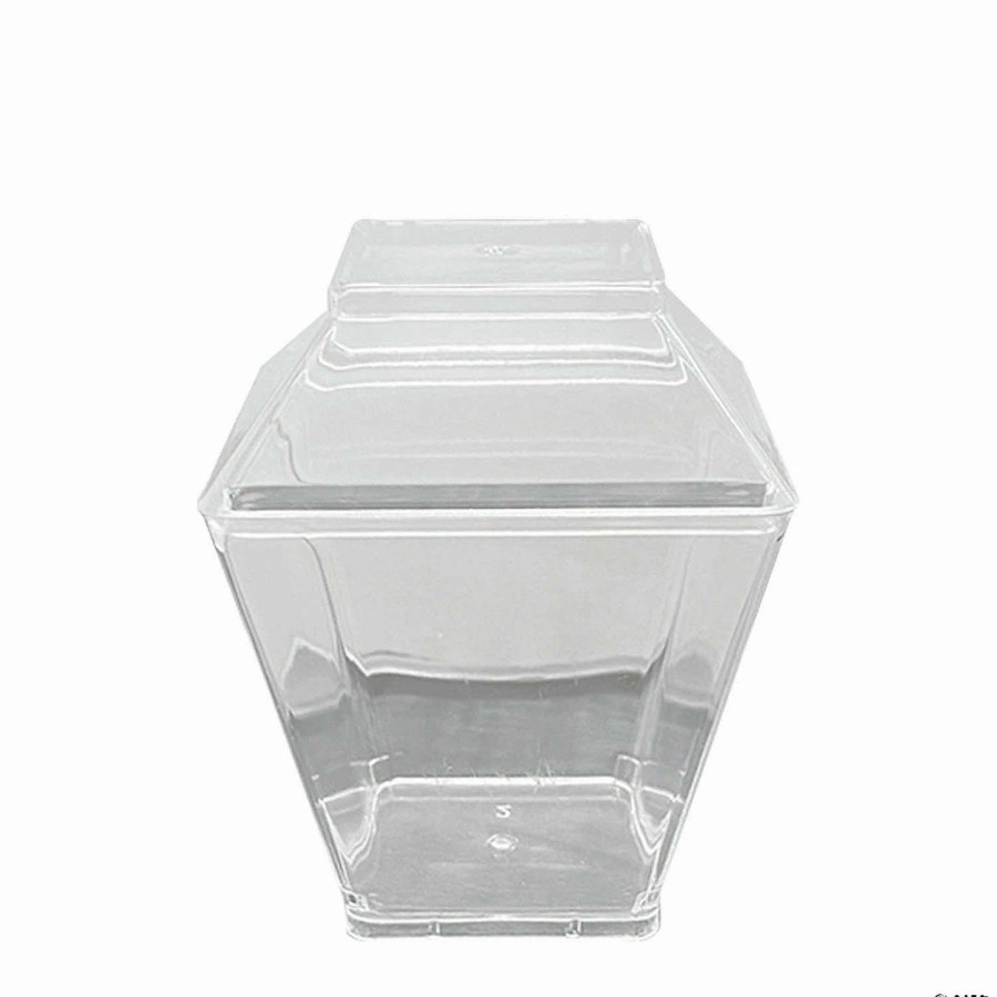 Drinkware * | Cheapest 3.5 Oz. Clear Square Disposable Plastic Mini Cups With Lids (132 Cups)