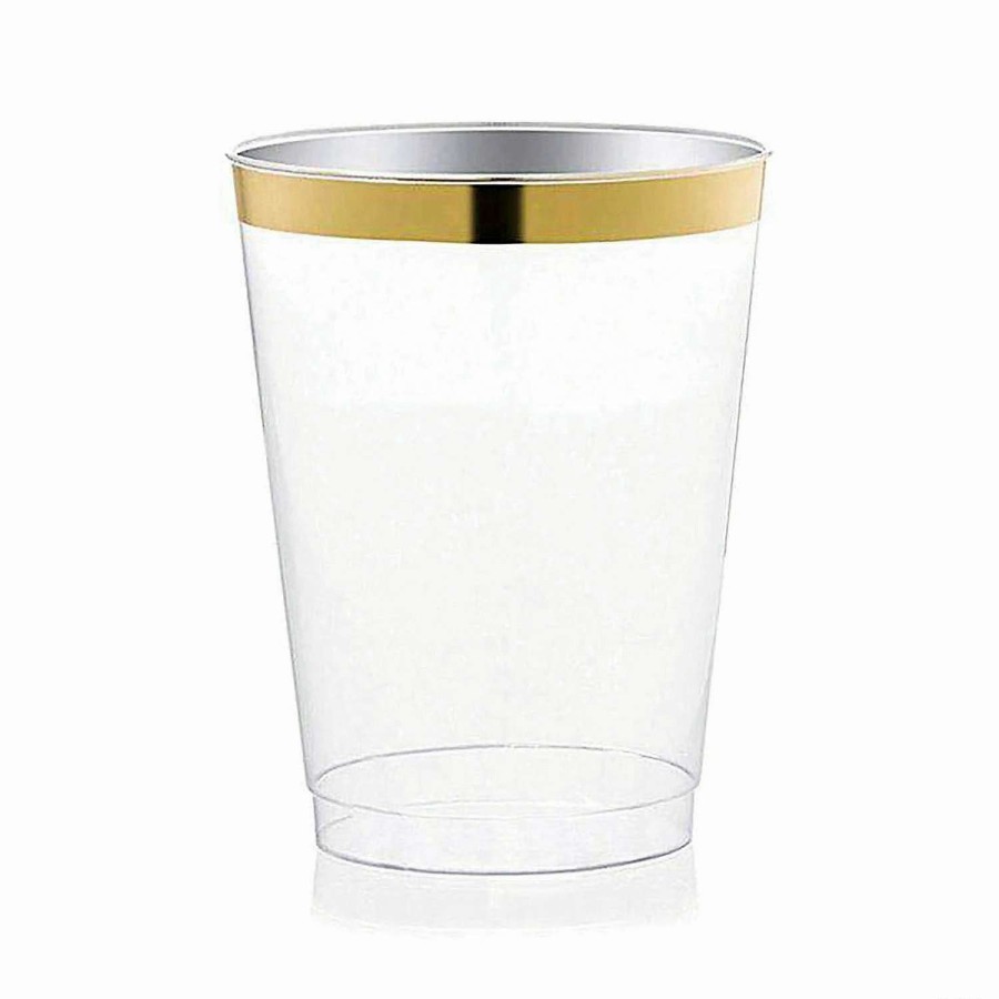 Drinkware * | Deals 12 Oz. Clear With Metallic Gold Rim Round Tumblers (240 Cups)